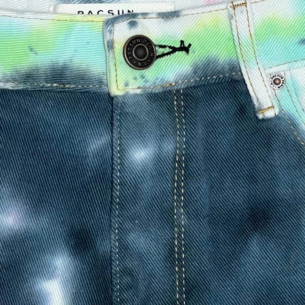 NWT Pacsun Tie Dye High Waisted Denim  Festival Shorts Size 26 Colorful Jeans - Picture 14 of 15
